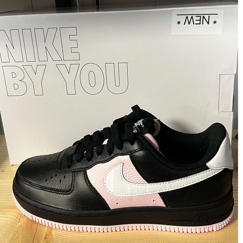 Nike Air Force 1 Low By You Black Pink White Womens 7 DV3907-900 Custom‎ NEW